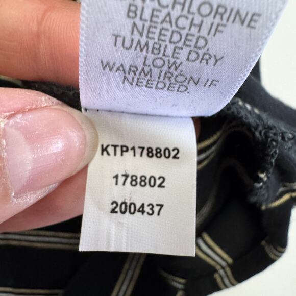 J.Jill‎ Top Womens Medium Petite Black Striped Tie Sleeve Tee Pima Cotton - Picture 8 of 8